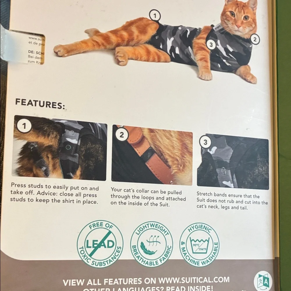 Recovery Suit for Cats - Black Camouflage